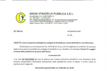 Piattaforma ecologica di Stradella - Variazione orario